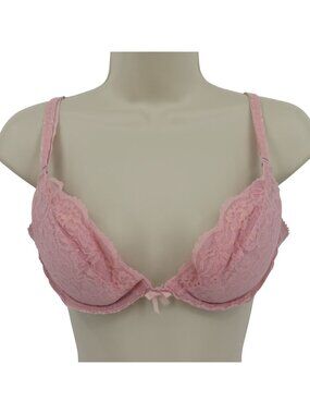 VTG Jezebel Renee of Hollywood 36B Bra Pink Floral Lace 483 Underwire Padded